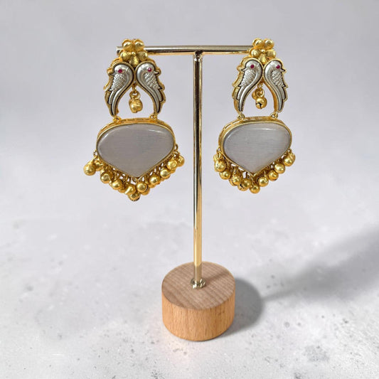 Bird Drop Earrings for Women, Ethnic Statement Earrings, Bell Charm Dangle.