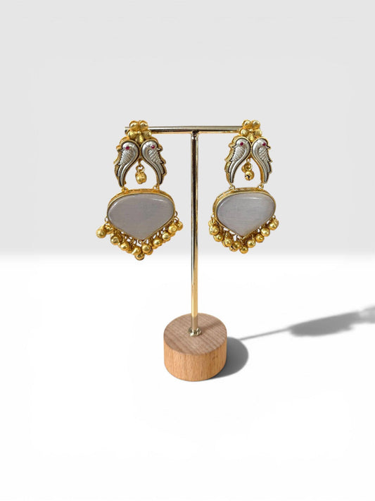 Bird Drop Earrings for Women, Ethnic Statement Earrings, Bell Charm Dangle.