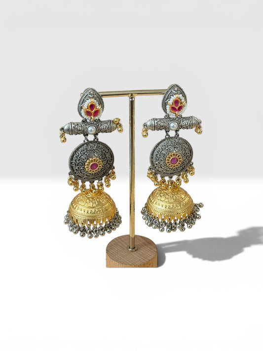 Traditional Jhumka Earrings for Women, Oxidized Statement Earrings, Ethnic Bell Drop Earrings extra light weight