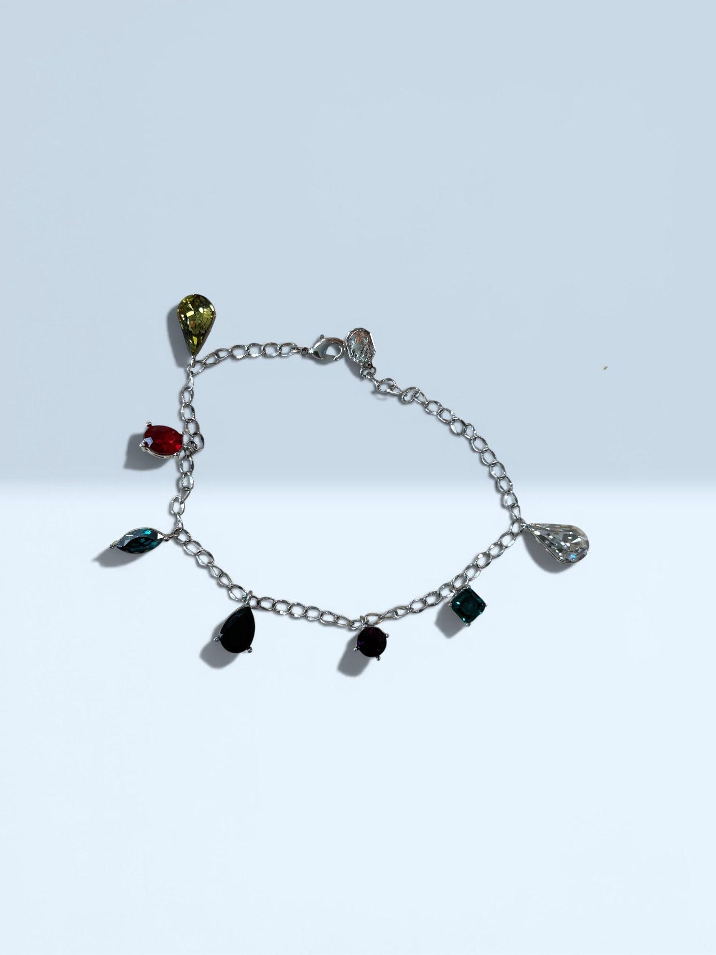 Charm Bracelet for Women, Dainty Chain Bracelet, Colorful Stone, Minimalist Everyday Jewelry