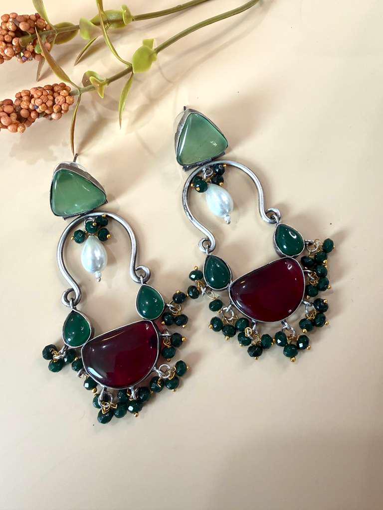 Statement Drop Earrings for Women, Beaded Dangle Earrings, Contemporary Party Earrings