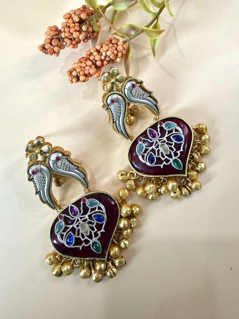 Peacock Statement Earrings for Women, Traditional Jhumka , Ethnic Drop Earrings