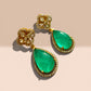 Emerald Green Teardrop Earrings, Clover Stud Drop Earrings, Vintage Inspired Bridal Jewelry