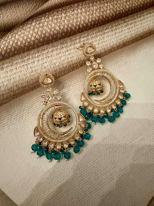Chandbali Jhumka Earrings for Women, Traditional Statement Earrings, Bridal Drop