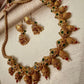 Traditional Gold Tone Choker Necklace Set, Green Stone Bridal Jewelry Set