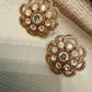 Vintage Floral Gold Tone Stud Earrings, Bridal Statement Earrings, Elegant Wedding Jewelry