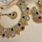 Royal Multicolor Statement Jewelry Set, Gold Bridal Necklace Set, Traditional Wedding Jewelry Set