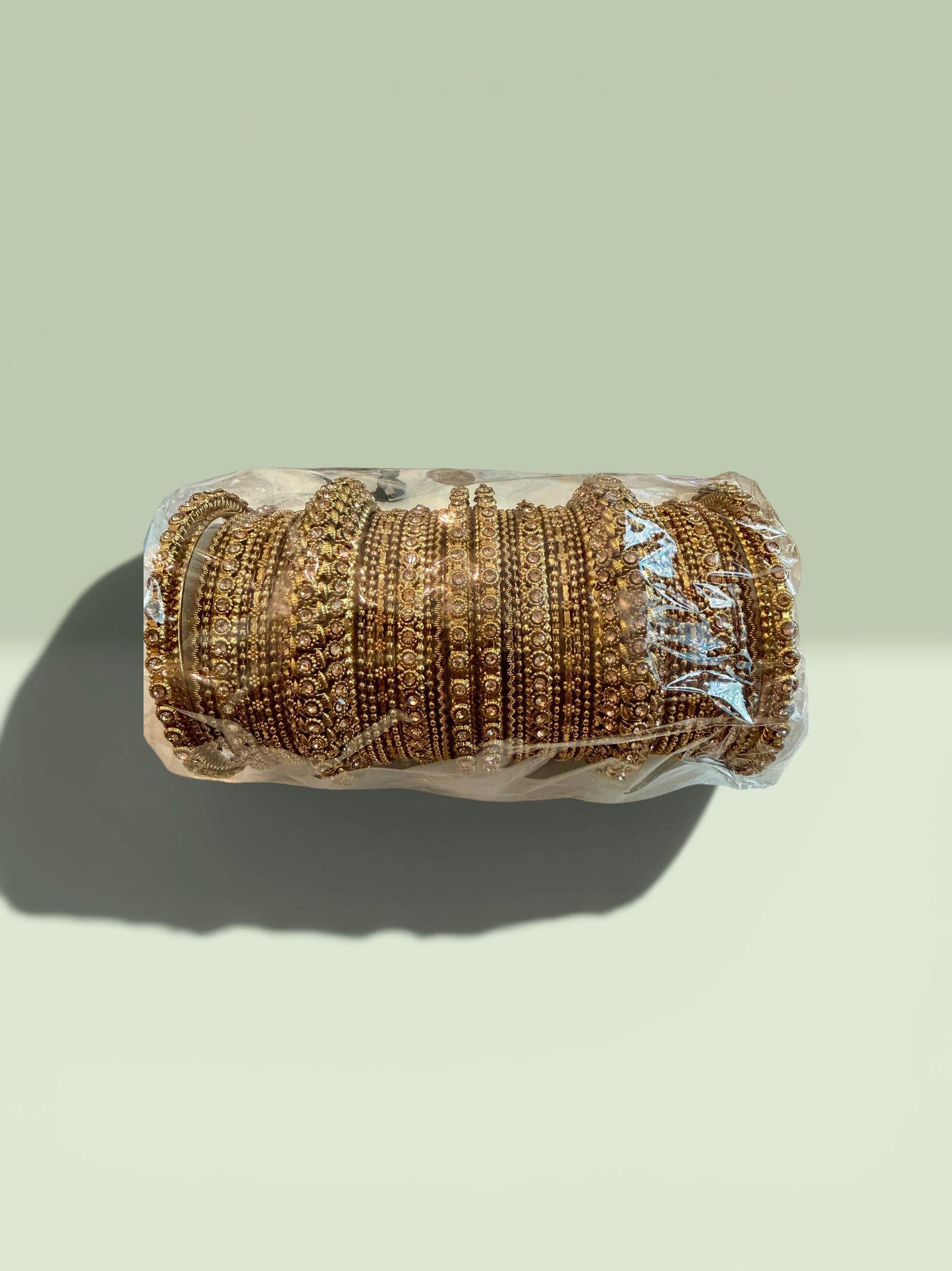 Traditional Bridal Bangle Set, Antique Gold Tone Stackable Bangles