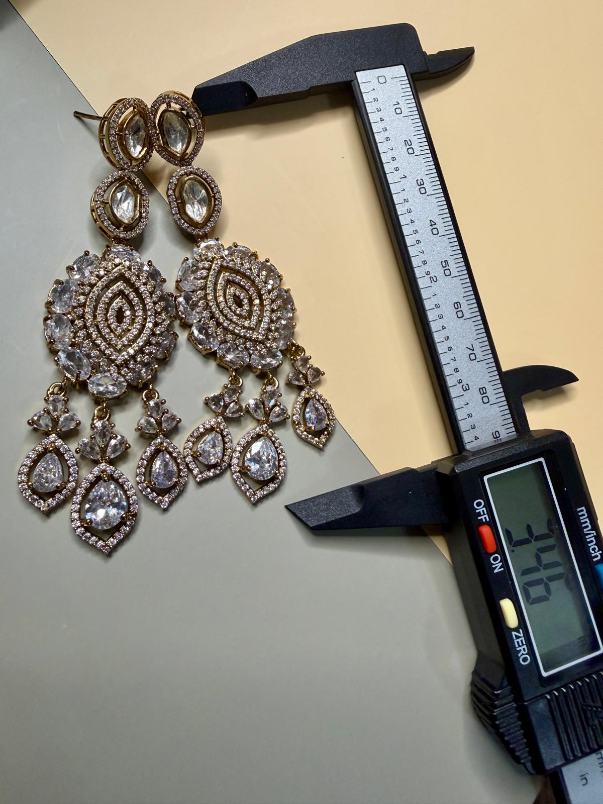 Luxury Statement Drop Earrings, Kundan Style Bridal Earrings