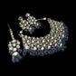 Kundan Style Choker Necklace Set with Earrings & Maang Tikka, Statement Bridal Jewelry