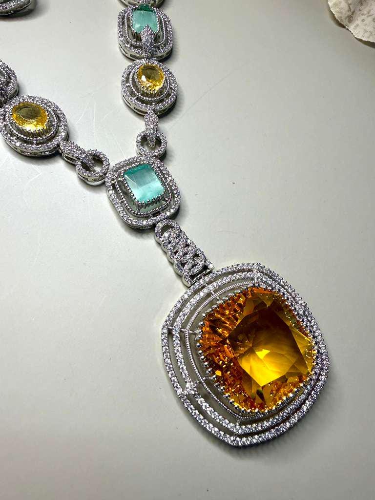 Luxury Statement Pendant Necklace Set with Earrings, Bridal Jewelry Set