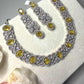 Luxury Statement Necklace Set with Earrings, Silver Tone Bridal Jewelry