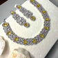Luxury Statement Necklace Set with Earrings, Silver Tone Bridal Jewelry