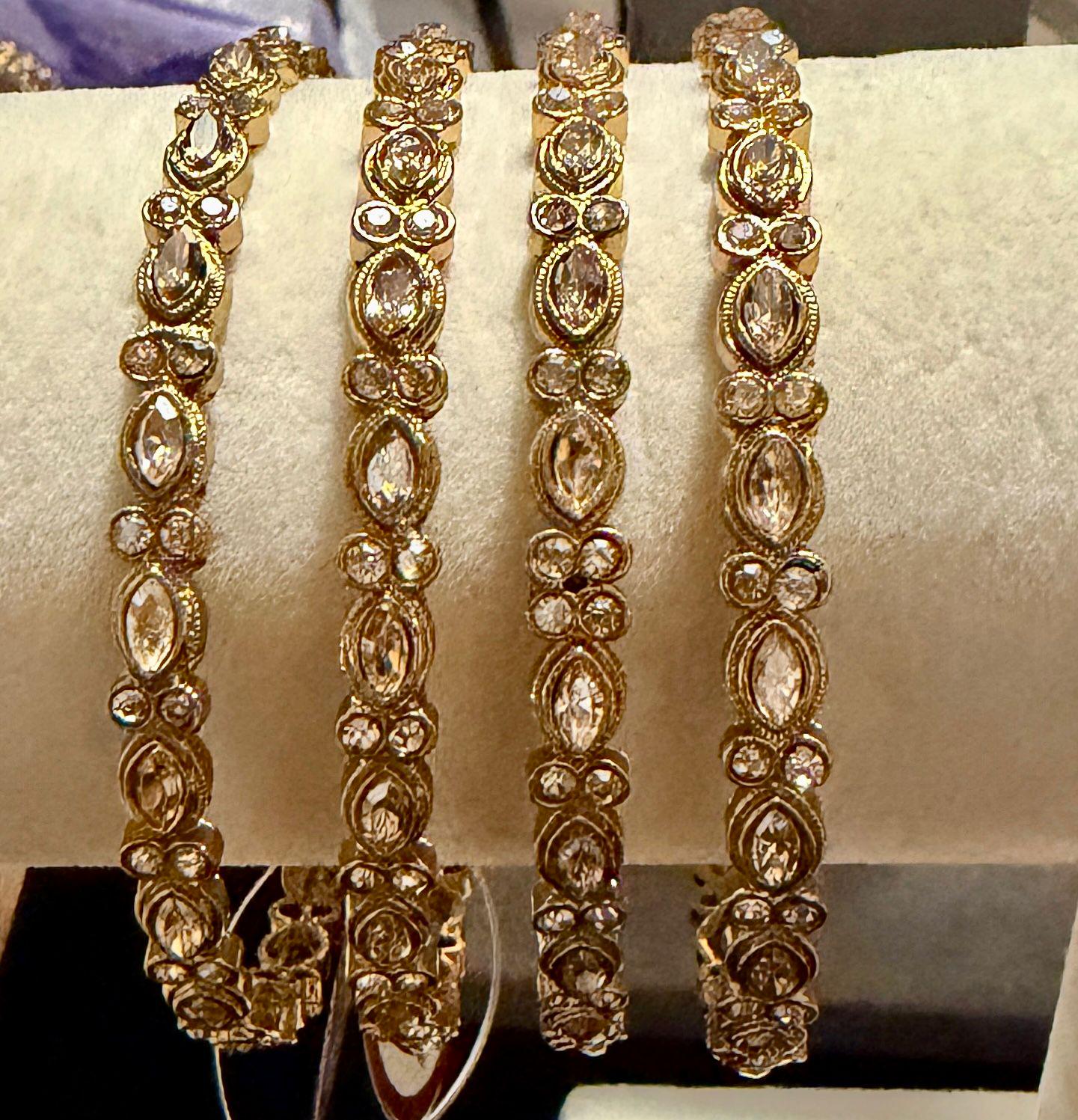 Regal Kundan Stack Bangles Set, Gold Bridal Bangles, Traditional Indian Pakistani Wedding Kada Set.