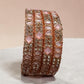 Blush Royale Rose Gold Bangles Set, Pink Statement Bridal Bangles, Elegant Wedding Jewelry.