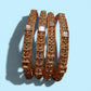 Rose Gold Mirror Floral Bangles Set, Vintage Ethnic Kadas, Elegant Wedding Bangles for Women