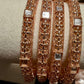 Rose Gold Mirror Floral Bangles Set, Vintage Ethnic Kadas, Elegant Wedding Bangles for Women