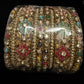 Bohemian Multicolor Floral Bangles Set, Vintage Statement Kadas, Festive Wedding Bangles Polki kundan