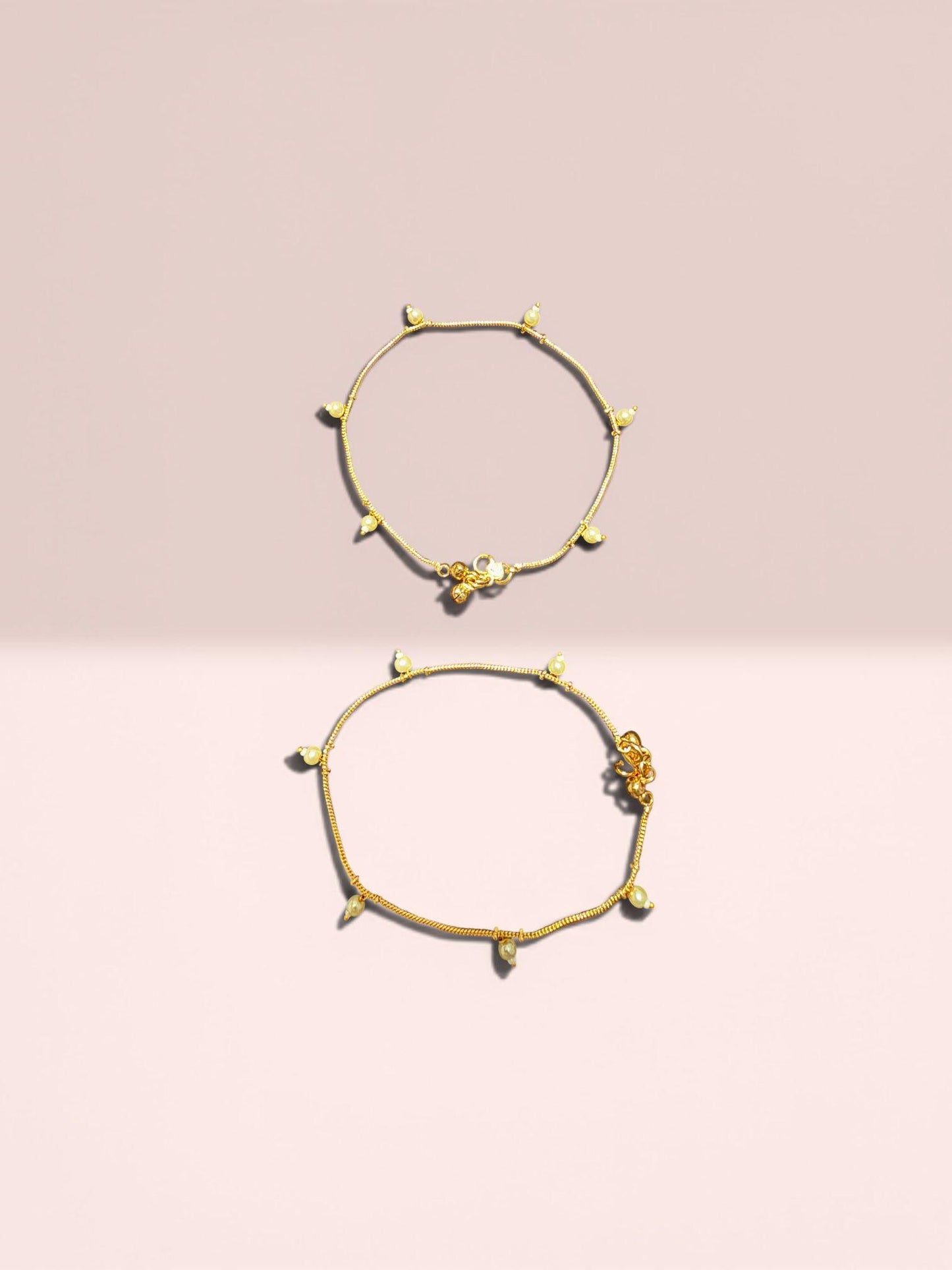 Minimalist Gold Anklet Pair, Delicate Indian Payal, Everyday Elegant Foot Jewelry