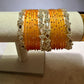 Sunset Orange glass Bangle Set, Crystal Accent Wedding Bangles, Traditional Festival Jewelry for Women