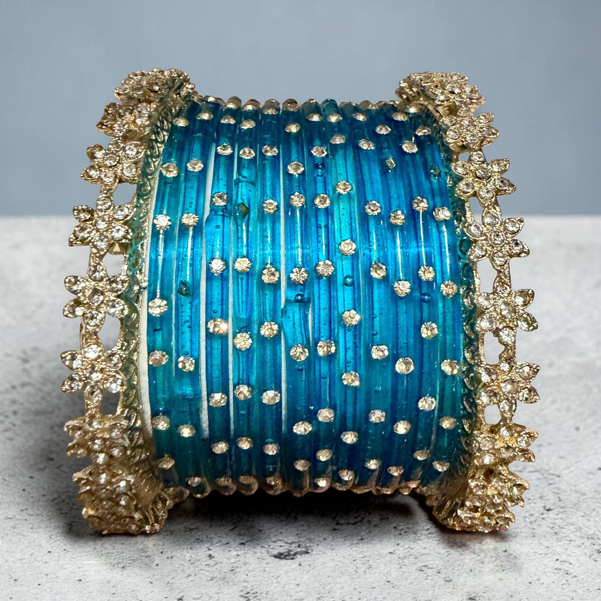 Ocean Blue party Bangle Set, Glass Wedding Bangles, Traditional Festival Jewelry 2.8
