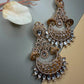 Statement Chandbali Earrings for Women, monzonite Bridal Earrings, Indian Wedding Earrings