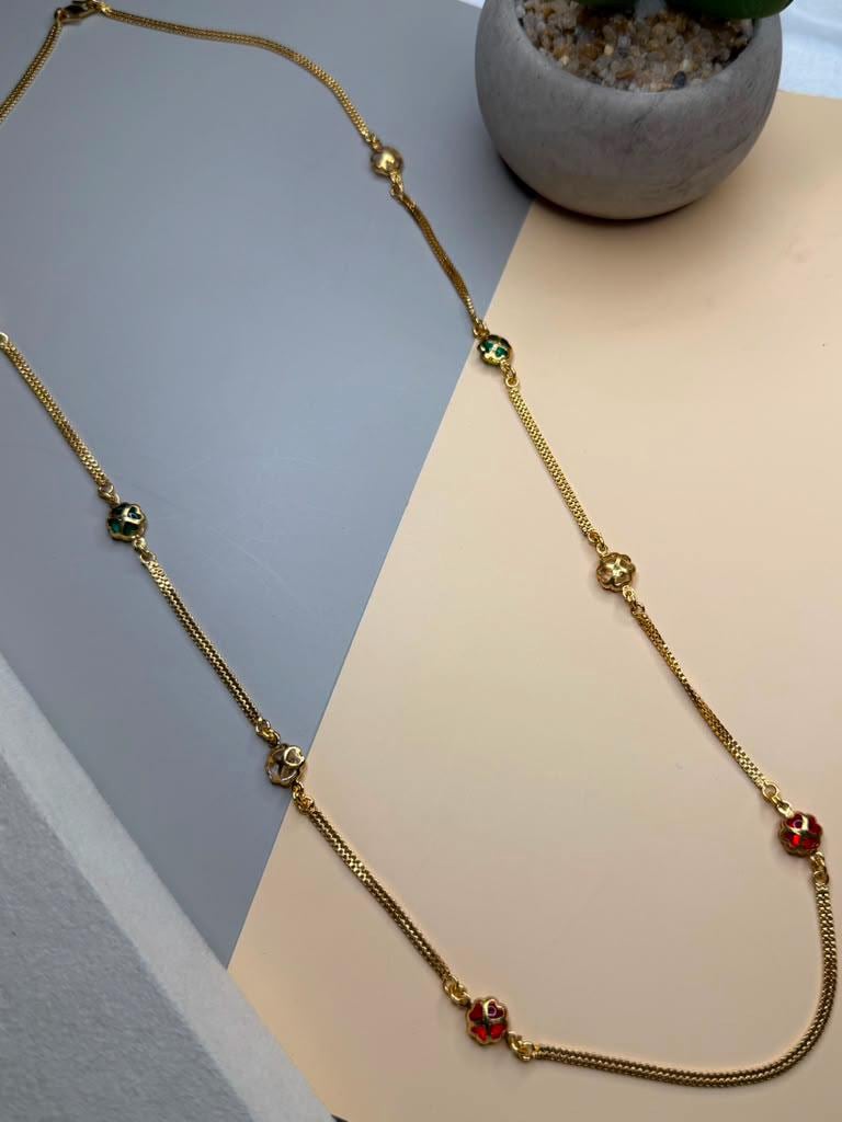Minimalist Long Station Necklace for Women, Gold Tone Everyday Necklace, Layering Chain.