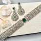 Luxury Bridal Choker Necklace Set with Statement Earrings, Silver Tone Wedding Jewelry