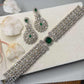 Luxury Bridal Choker Necklace Set with Statement Earrings, Silver Tone Wedding Jewelry