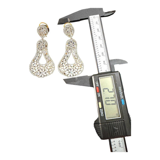 Luxury CZ Statement Drop Earrings, Gold Plated Bridal Earrings