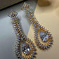 Luxury CZ Teardrop Statement Earrings, Gold Plated Bridal Drop Earrings