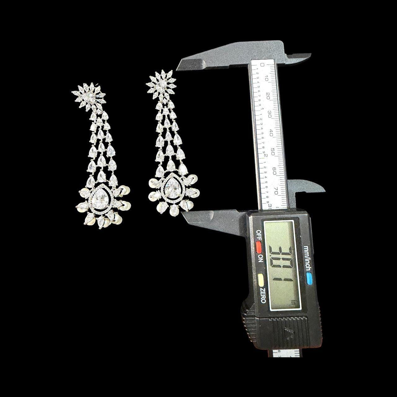 Luxury Pearl Drop Chandelier Earrings, Gold Plated CZ Bridal Earrings