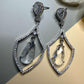 Luxury CZ Teardrop Dangle Earrings, Silver Tone Statement Earrings