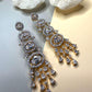 Luxury CZ Chandelier Earrings, Gold Plated Statement Dangle Earrings
