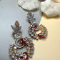 Luxury CZ Floral Hoop Earrings, Gold Plated Statement Dangle Earrings
