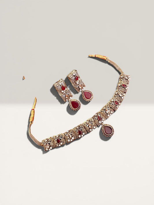 Choker necklace Set: Bollywood Antique Gold. Elegant women’s gift
