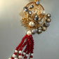 Red Beaded Statement Tassel Necklace for Women, Artisan Pendant Necklace, Ethnic Fusion Jewelry.