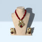 Floral Pearl Pendant Beaded Necklace Set for Women, Handmade Statement Jewelry Set.