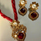 Floral Pearl Pendant Beaded Necklace Set for Women, Handmade Statement Jewelry Set.