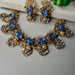 Vintage Botanical Statement Necklace Set, Floral Crystal Collar Necklace with Matching Earrings