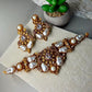 Royal Pearl Jewelry Set, Statement Necklace with Earrings and Tikka, Bridal Ethnic Jewelry.