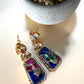Mosaic Art Statement Necklace Set, Geometric Pendant Jewelry Set, Contemporary Ethnic.
