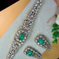 Emerald Polki Choker Set, Bridal Statement Choker Necklace with Earrings, Wedding Reception Jewelry