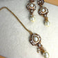 Pearl Polki Choker Set, Antique Bridal Necklace with Earrings, Traditional Wedding Jewelry Set
