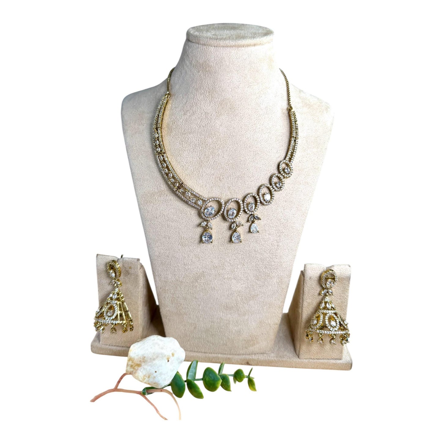 Kundan Necklace Set with Tikka, Crystal Statement Necklace, Bridal Wedding Jewelry