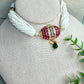 Multi Strand Beaded Choker Necklace, Kundan Statement Jewelry Set, Bridal Wedding Necklace with Stud