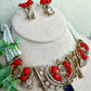 Pearl Statement Choker Necklace Set, Coral Inspired Bridal Jewelry, Wedding Set