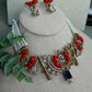 Pearl Statement Choker Necklace Set, Coral Inspired Bridal Jewelry, Wedding Set