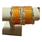 Sunset Orange glass Bangle Set, Crystal Accent Wedding Bangles, Traditional Festival Jewelry for Women