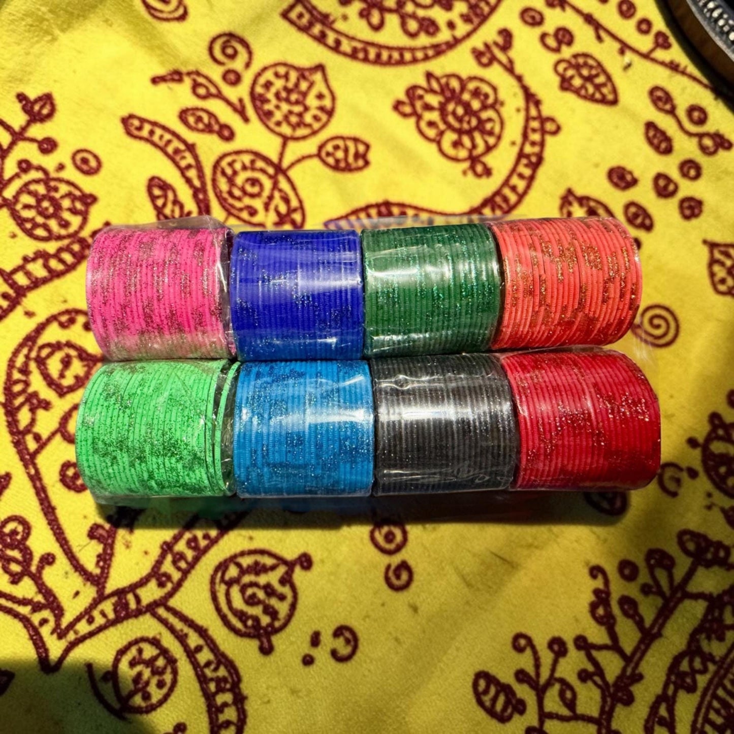 Colorful Glitter Bangle Set for girls size1/12, Traditional Stackable Bangles, Indian Pakistani Bridal Jewelry.